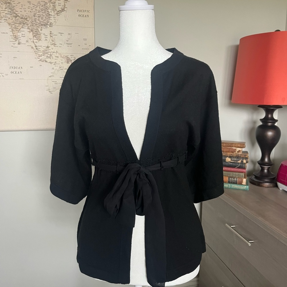 LOFT dressy cardigan top with tie belt